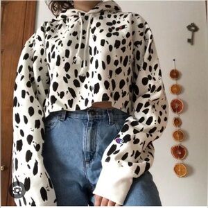 Champion white Reverse Weave Hooded Cropped Sweatshirt In Mauve‎ baggy S